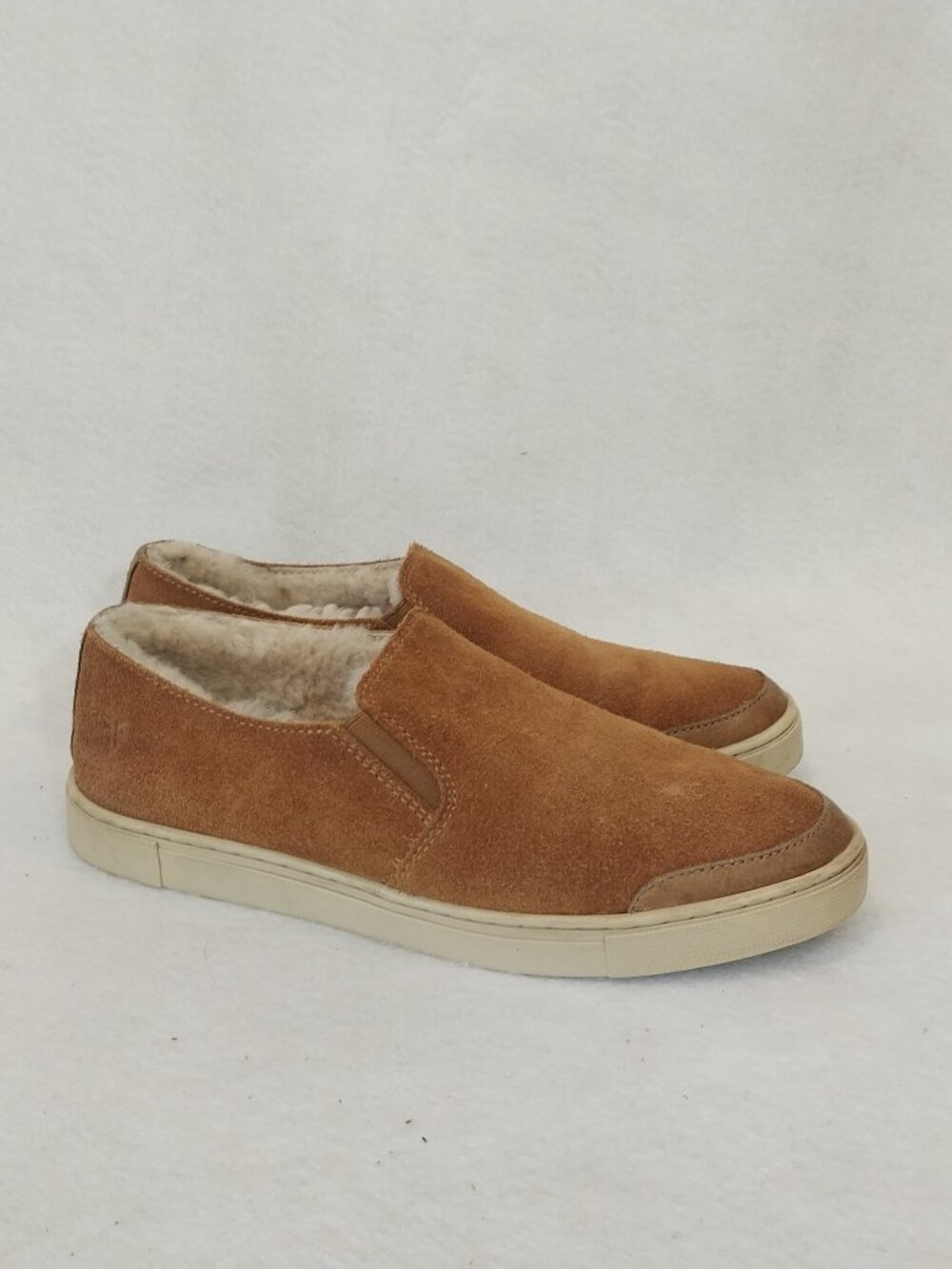 Frye Gemma Loafer Womens 9 Brown Tan Suede Shearling Lined Comfort Sneaker Shoes
